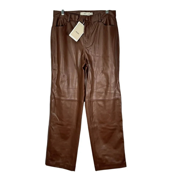 ICHI Straight Leg Coffee Bean Brown Pants 12 - Picture 2 of 5